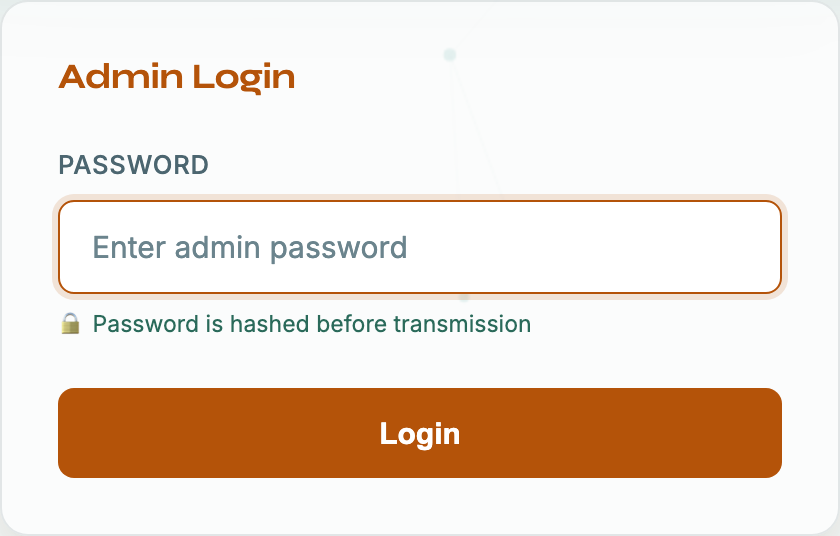 Admin login in light theme