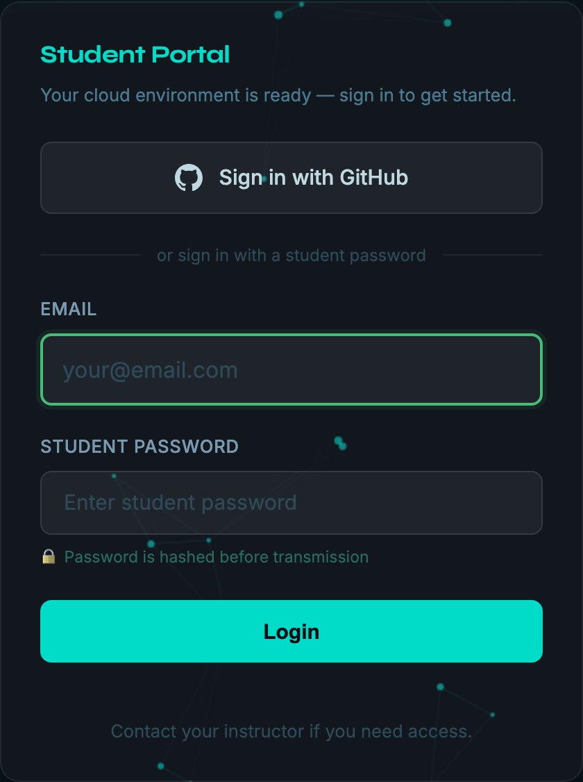 Student GitHub login